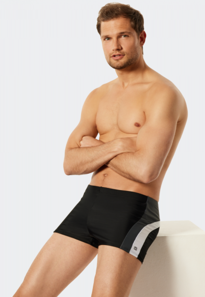 Badeshort Nautical Active seitliche Streifen, schwarz